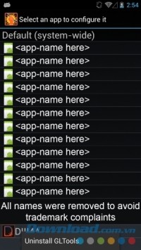 Chọn ứng dụng để GLTools cho Android cấu hình