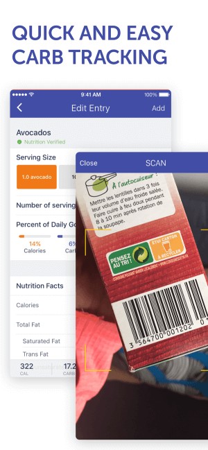 Theo dõi lượng carb nhanh chóng, đơn giản
