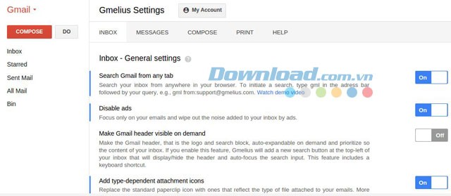Không gian Inbox mới