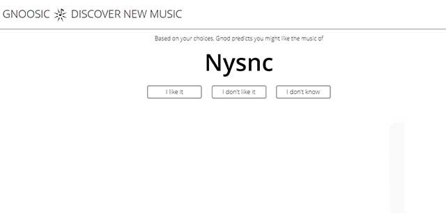 Gnoosic sẽ đưa ra đề xuất về các nghệ sĩ mới mà người dùng có thể muốn nghe