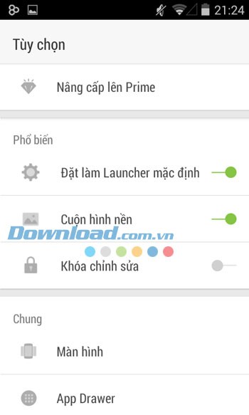 Các thiết lập cơ bản của GO Launcher Z (GO Launcher EX)