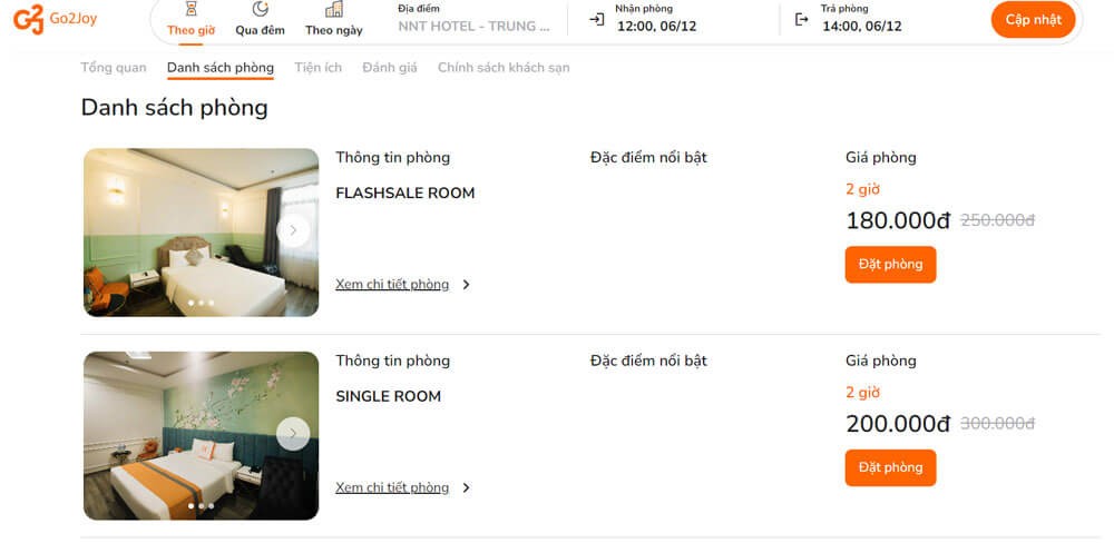Đặt phòng, khách sạn theo giờ với giá cả hợp lý