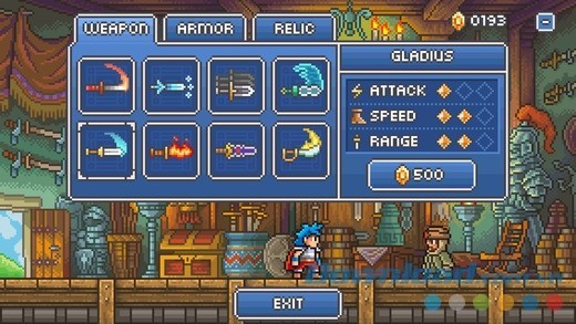 Kho vũ khí và trang bị đa dạng trên Goblin Sword cho iOS