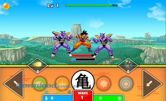 Giao diện màn chơi game Goku Saiyan Warrior