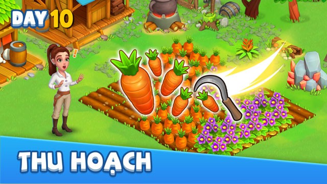 Trồng cây, chặt gỗ, tưới nước, và mở rộng ngôi làng