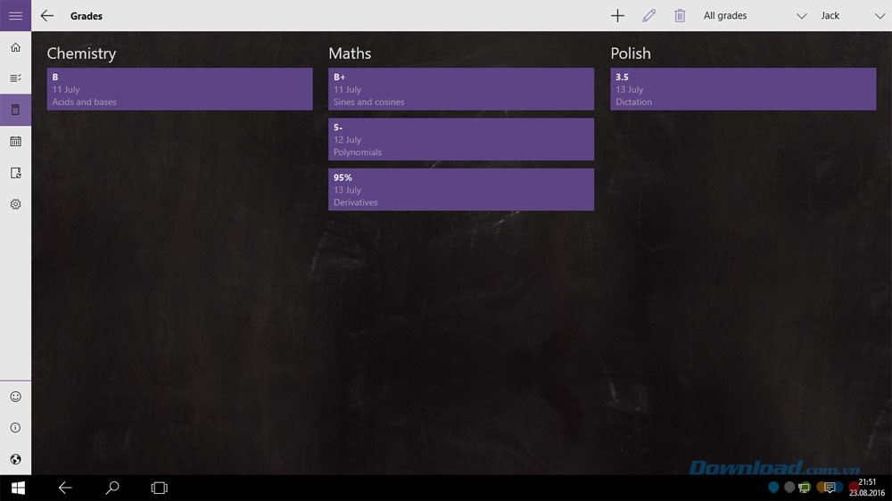 Theo dõi điểm số từng môn