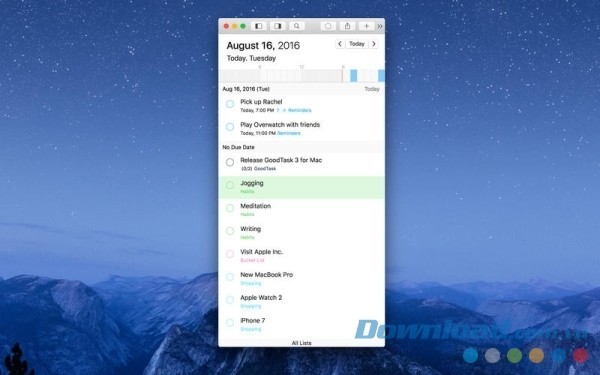 Phần mềm quản lý công việc tiện ích GoodTask cho Mac