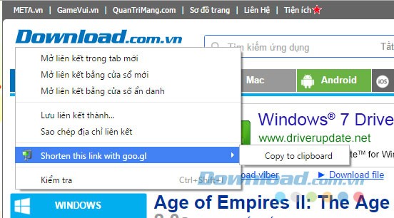 Ứng dụng thu gọn link website Goo.gl URL Shortener