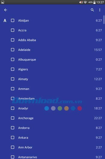 Google Clock cho phép xem giờ hiện tại của các nước