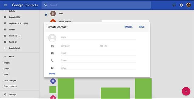 Danh bạ Google có kết nối với Gmail của Google