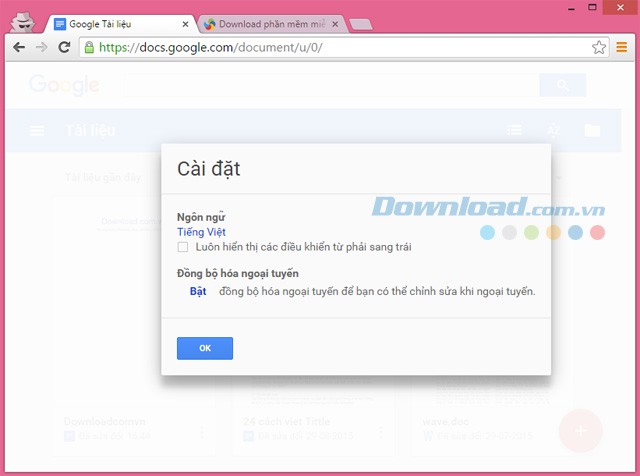 Bật chế độ chỉnh sửa ngoại tuyến
