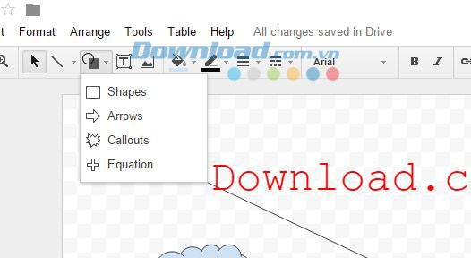 Các lựa chọn chèn trong Google Drawings