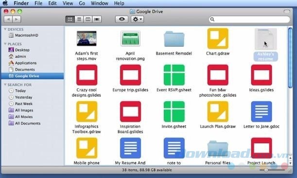 Giao diện Google Drive cho Mac