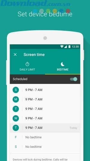 Cài đặt giờ tắt thiết bị