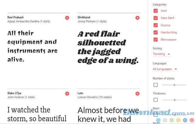 Bộ font chữ Google miễn phí