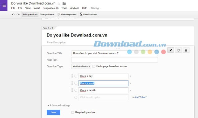 Tạo bảng câu hỏi