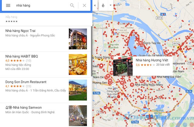 Xem những nhà hàng xung quanh vị trí của bạn và nhận xét của người khác