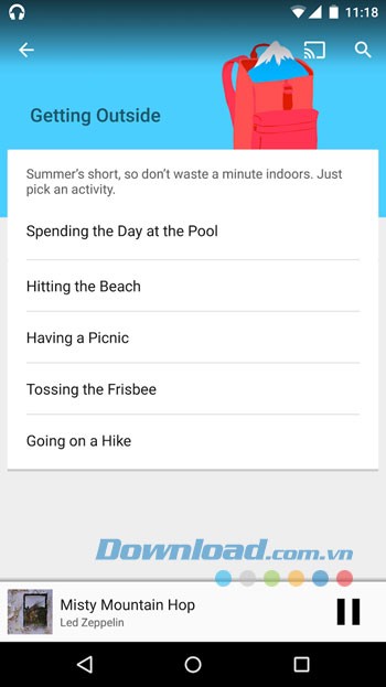 Giao diện sử dụng của ứng dụng Google Play Music