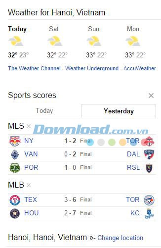 Thông tin thời tiết và thể thao