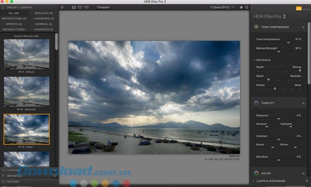 Tùy chỉnh các thông số ở bên phải giao diện