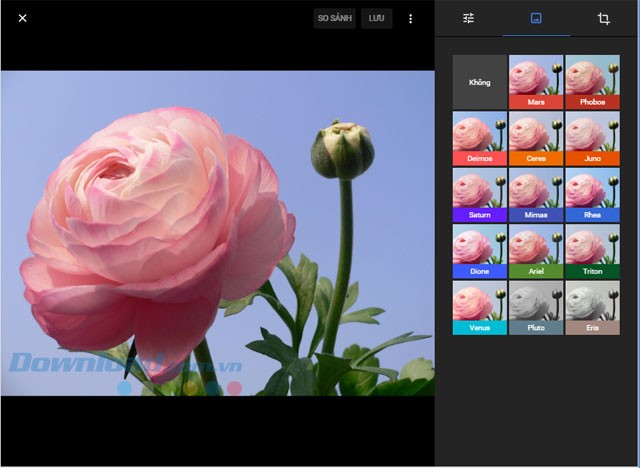 Tính năng chỉnh sửa hình ảnh và so sánh của Google Photos trên web