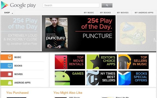 Giao diện Google Play for Chrome
