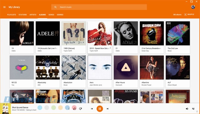 Khám phá thư viện nhạc trong ứng dụng phát nhạc Google Play Music Desktop Player cho Mac