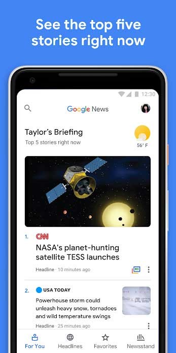 Google News cho Android giúp bạn theo dõi mọi bản tin nóng nhất