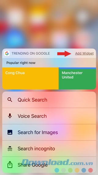 Thêm widget Trend on Google