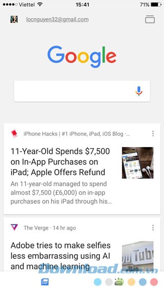 Giao diện màn hình Google Search