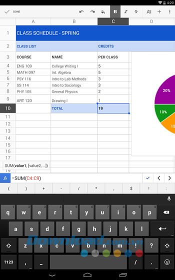 Google Sheets tích hợp đầy đủ các tùy chọn Excel