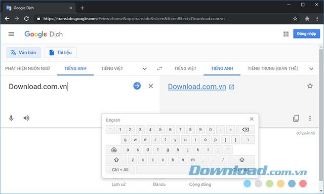 Nhập văn bản từ bàn phím ảo
