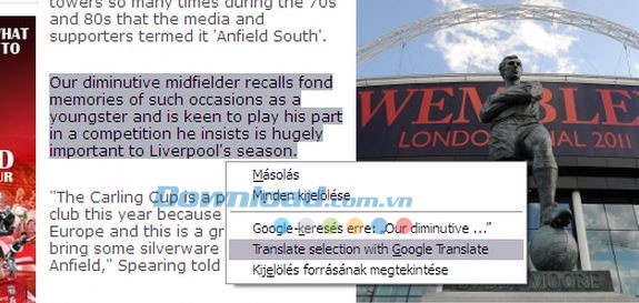Dịch một đoạn văn bản với Google Translator for Firefox