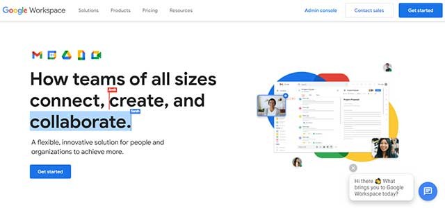 Google Workspace gồm tất cả các công cụ thường dùng như gmail, docs, drive,...