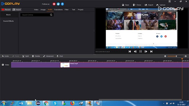 Giao diện phần mềm GoPlay Video Editor