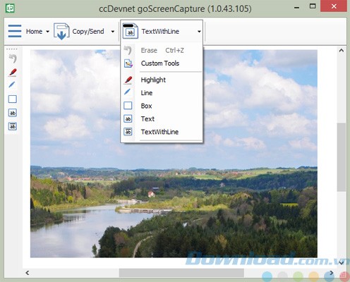 Giao diện chỉnh sửa ảnh của goScreenCapture