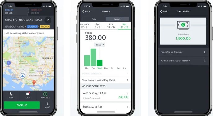 Giao diện Grab Driver cho iOS