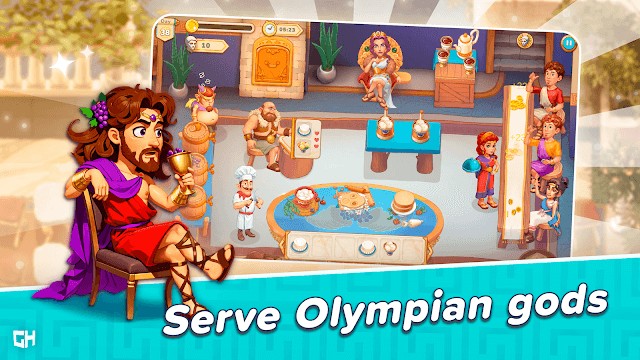 Nấu món ăn và phục vụ các vị thần trong game Greek Kitchen Frenzy: Dionysus