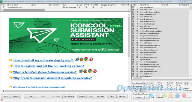 Giao diện chính của phần mềm IconCool Green Submission Assistant cho máy tính