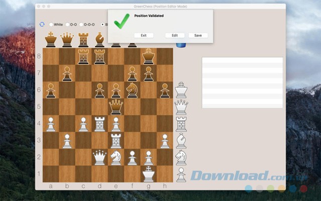 Thay đổi vị trí trong GreenChess cho Mac