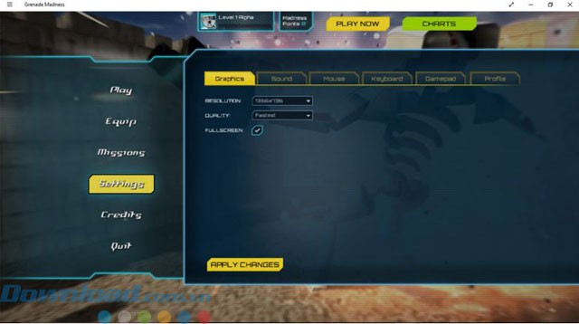 Các lựa chọn cài đặt trong game