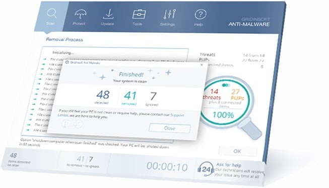GridinSoft Anti-Malware làm sạch máy tính