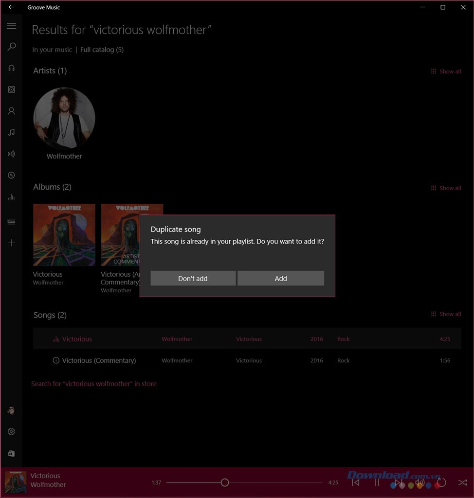 Thông báo khi có nhạc trùng