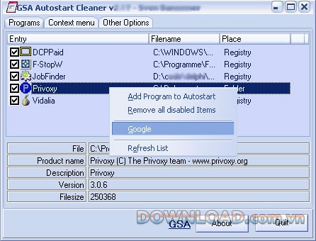 GSA Autostart Cleaner