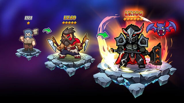 Thu thập và nâng cấp các anh hùng mạnh mẽ