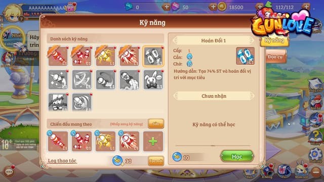 Danh sách kỹ năng nhân vật trong Gun Love cho Android