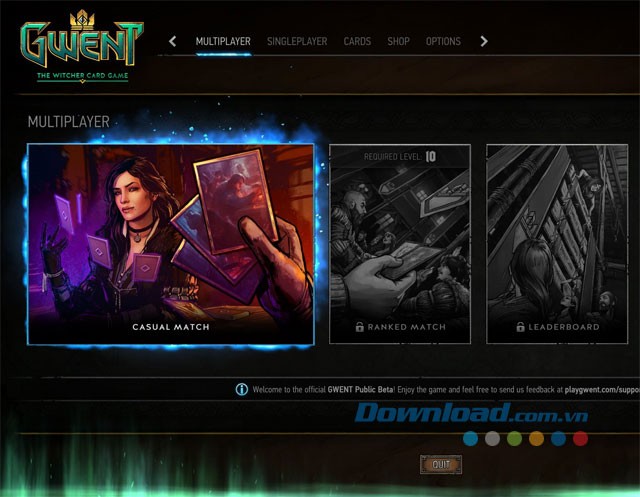 Lựa chọn chế độ chơi phù hợp trong game chiến thuật miễn phí Gwent: The Witcher Card Game cho máy tính