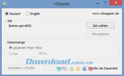 Giao diện của H2testw