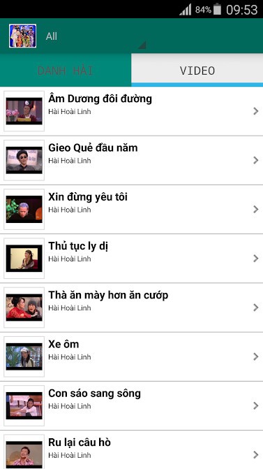 Danh sách các video hài trong Hài Việt