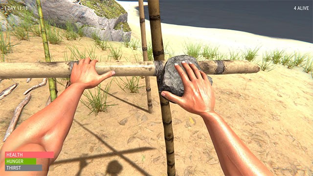 Thể hiện kỹ năng xây nhà, săn bắn, chiến đấu... để sống sót trong Hand Simulator: Survival